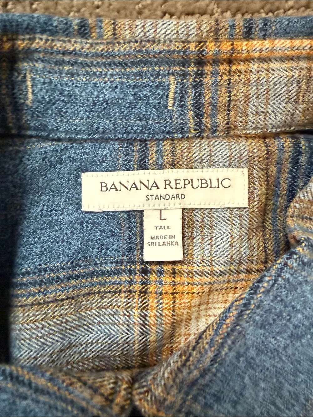 NWT Banana Republic Men’s Plaid Flannel Shirt, Size Large Tall